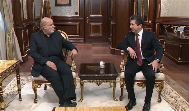 سەرۆکی حکومەتی هەرێمی کوردستان پێشوازی لە باڵیۆزی کۆماری ئیسلامی ئێران لە عێراق دەکات.